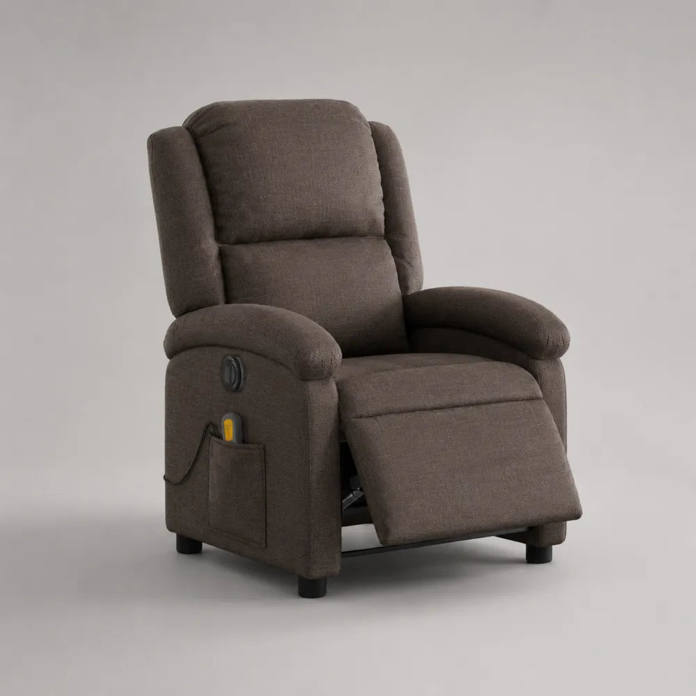 Fauteuil relax inclinable manuel avec repose-pieds tissu polyester acier marron 75 x 90 x 105 cm